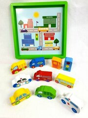 Mediniai automobiliai + priedai, 10 vnt. kaina ir informacija | Žaislai berniukams | pigu.lt