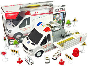 Greitosios pagalbos automobilis-aikštelė su priedais Diy Car kaina ir informacija | Žaislai berniukams | pigu.lt