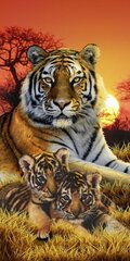 Deimantinė mozaika Tigras su tigriukais 100x50 cm kaina ir informacija | Deimantinės mozaikos | pigu.lt