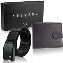 Комплект мужской ремень и кожаный кошелек Stevens цена и информация | Мужские кошельки | pigu.lt