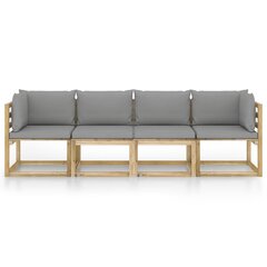 Keturvietė sodo sofa su pilkomis pagalvėlėmis цена и информация | Комплекты уличной мебели | pigu.lt