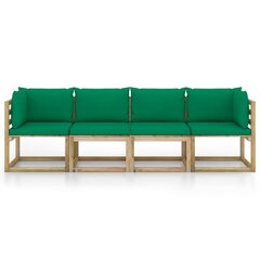 Keturvietė sodo sofa su žaliomis pagalvėlėmis цена и информация | Комплекты уличной мебели | pigu.lt