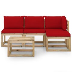 Sodo poilsio komplektas su raudonomis pagalvėlėmis, 5 dalių цена и информация | Комплекты уличной мебели | pigu.lt