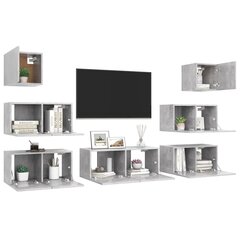 Televizoriaus spintelių komplektas, 7 dalių, betono pilkas, MDP kaina ir informacija | TV staliukai | pigu.lt