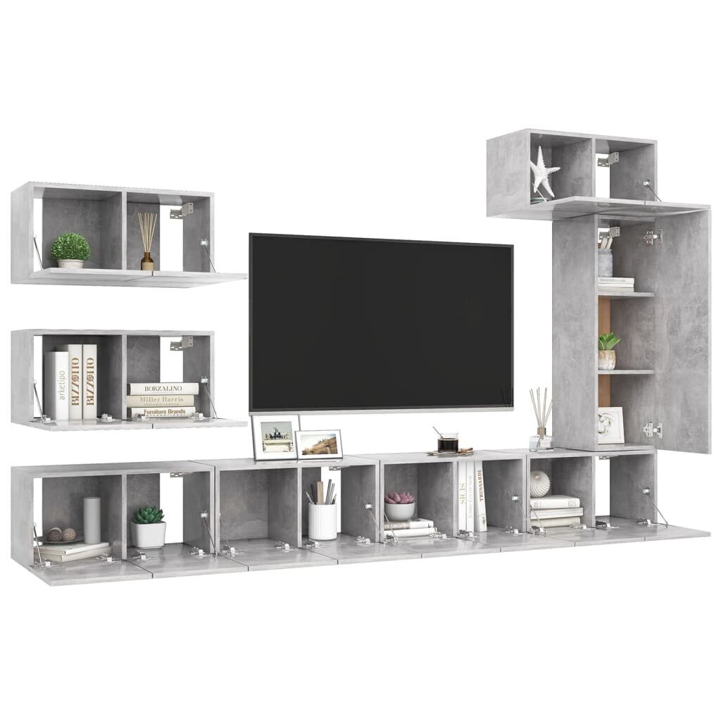 Televizoriaus spintelių komplektas, 8 dalių, betono pilkas, MDP цена и информация | TV staliukai | pigu.lt