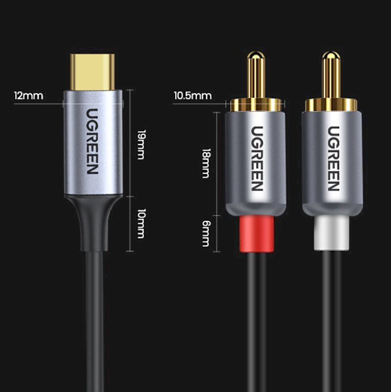 Ugreen USB Type C (male) - 2RCA (male) audio cable, 1,5 m kaina ir informacija | Laidai telefonams | pigu.lt