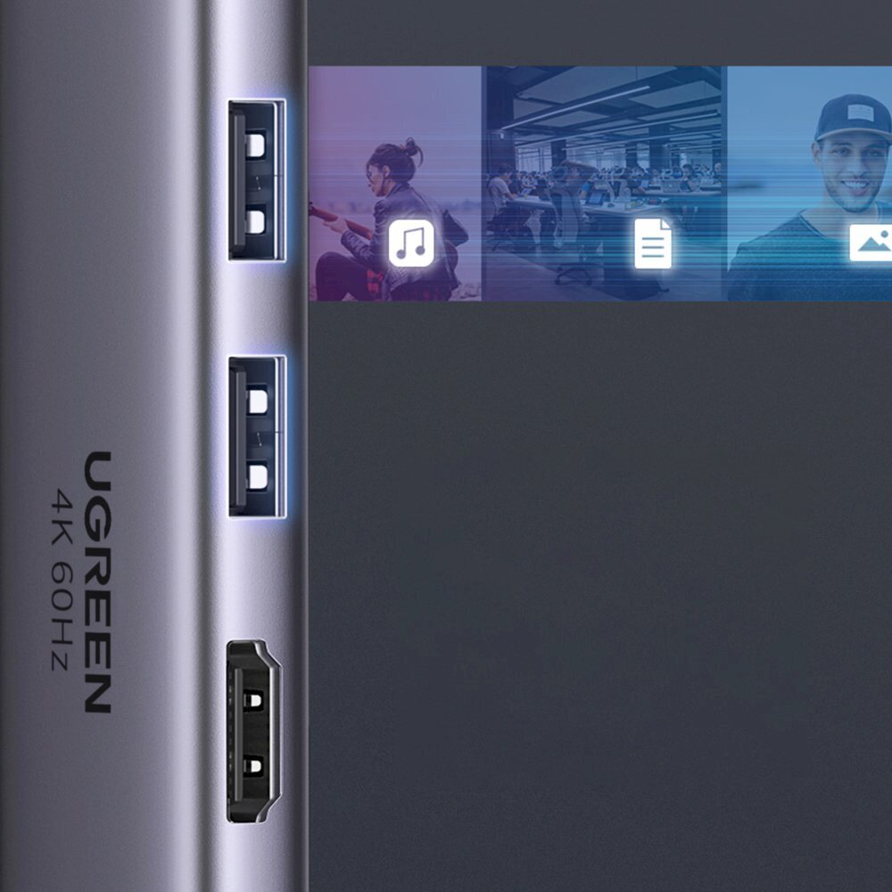 Ugreen 6in1 multifunctional USB Type C HUB - 2x USB 3.2 Gen 1 / HDMI 4K 60Hz / SD and TF memory card reader / USB Type C PD 100W цена и информация | Laidai telefonams | pigu.lt