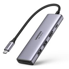 Ugreen 6in1 multifunctional USB Type C HUB - 2x USB 3.2 Gen 1 / HDMI 4K 60Hz / SD and TF memory card reader / USB Type C PD 100W gray (60384 CM511) цена и информация | Кабели для телефонов | pigu.lt