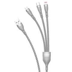 Кабель Dudao USB 3in1 cable Lightning / microUSB/ USB Type C 65W 1,2 м, gray (L20X) цена и информация | Кабели для телефонов | pigu.lt