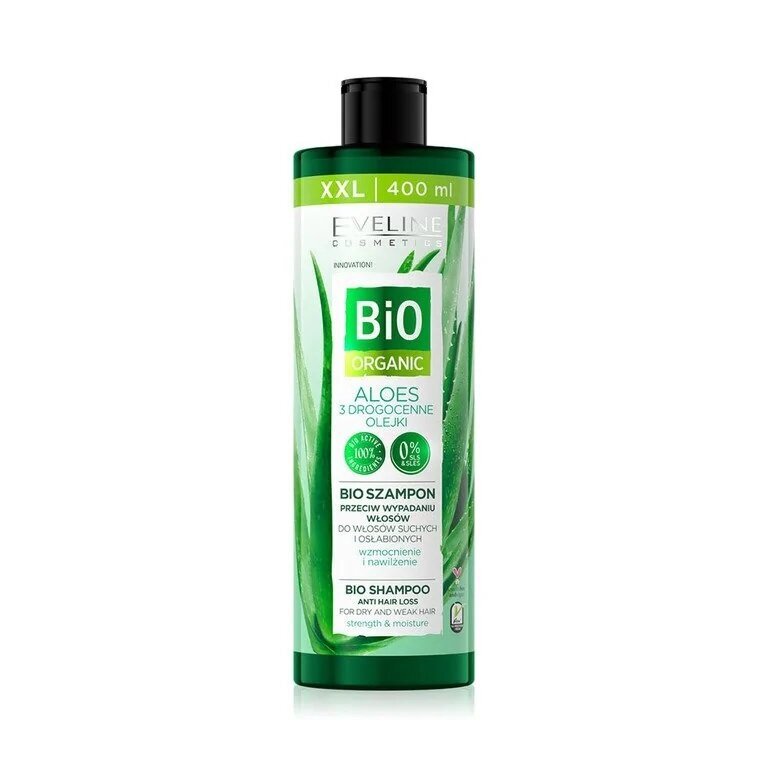 Šampūnas nuo plaukų slinkimo Eveline Bio Organic Aloe, 400ml kaina ir informacija | Šampūnai | pigu.lt