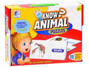 Gyvūnų atpažinimo žaidimas-dėlionė (anglų kalba) 30 d. kaina ir informacija | Dėlionės (puzzle) | pigu.lt