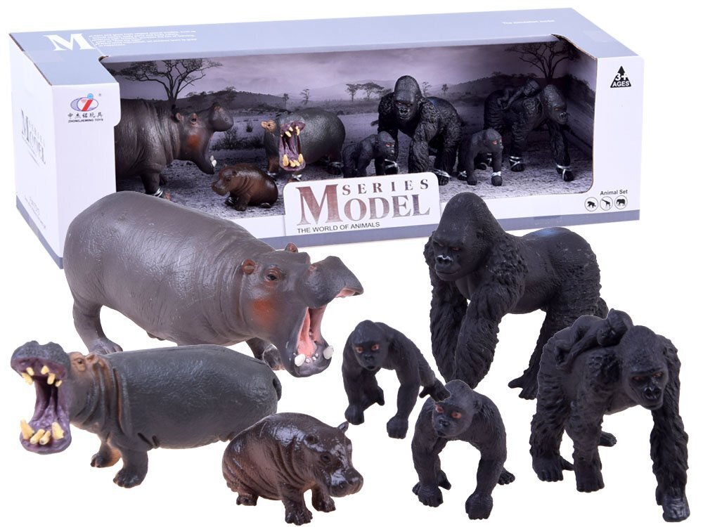 Afrikos gyvūnų figūrėlės, begemotai-gorilos kaina ir informacija | Žaislai berniukams | pigu.lt