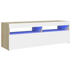 TV spintelė su LED apšvietimu, 120x35x40 cm, ruda цена и информация | Тумбы под телевизор | pigu.lt