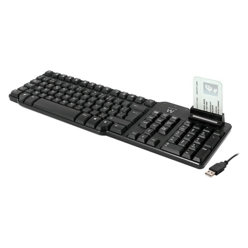 Ewent EW3252 DNI klaviatūra su skaitytuvu, juoda цена и информация | Klaviatūros | pigu.lt