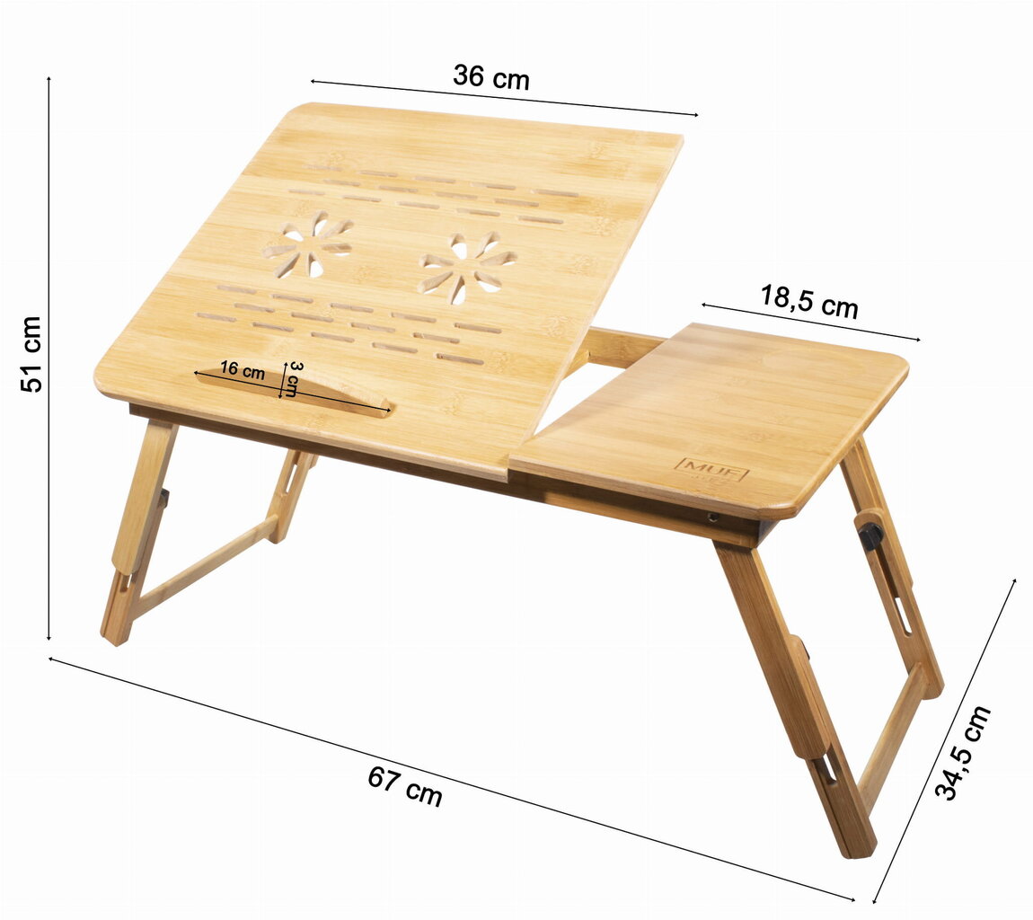 Nešiojamo kompiuterio staliukas Bambus L, rudas kaina ir informacija | Kompiuteriniai, rašomieji stalai | pigu.lt