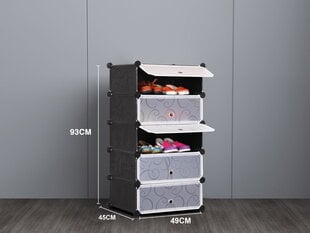Модульный обувной шкаф 14980, белый/черный цена и информация | Полки для обуви, банкетки | pigu.lt
