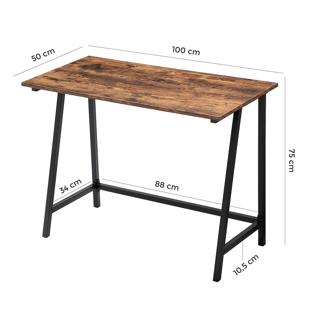 Rašomasis stalas LWD40X, rudas/juodas kaina ir informacija | Kompiuteriniai, rašomieji stalai | pigu.lt