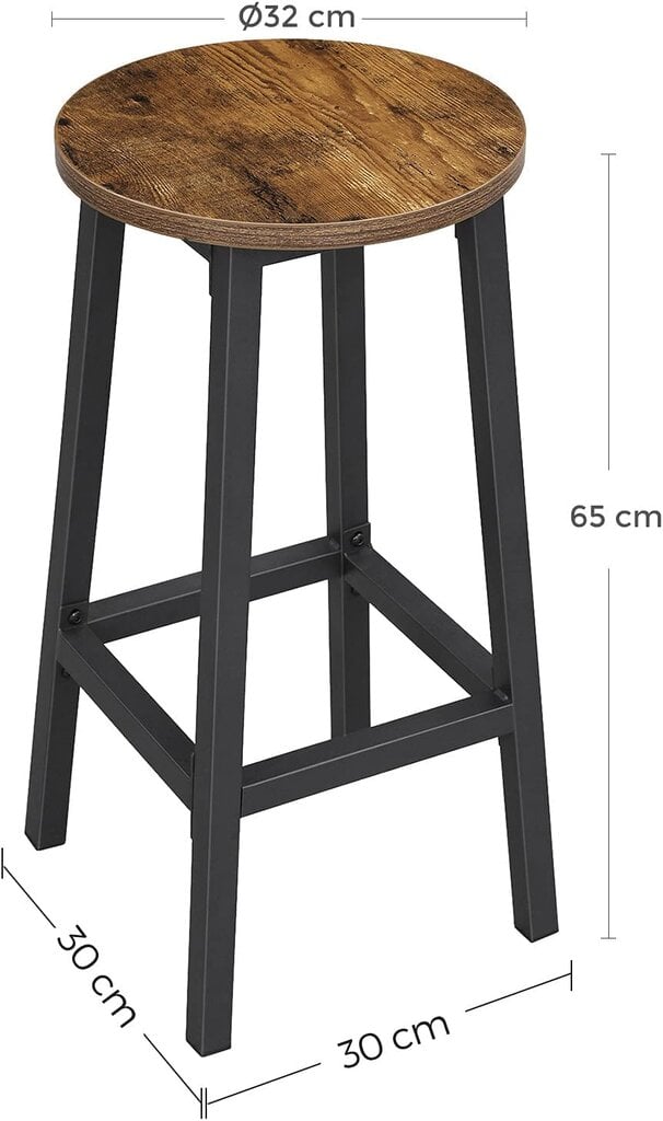 2-jų baro kėdžių komplektas LBC32X, juodas/rudas цена и информация | Virtuvės ir valgomojo kėdės | pigu.lt