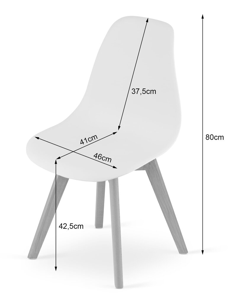 4-ių kėdžių komplektas Kito, baltas kaina ir informacija | Virtuvės ir valgomojo kėdės | pigu.lt