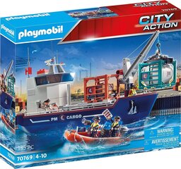 70769 PLAYMOBIL® City Action, Krovininis laivas su valtimi kaina ir informacija | Konstruktoriai ir kaladėlės | pigu.lt