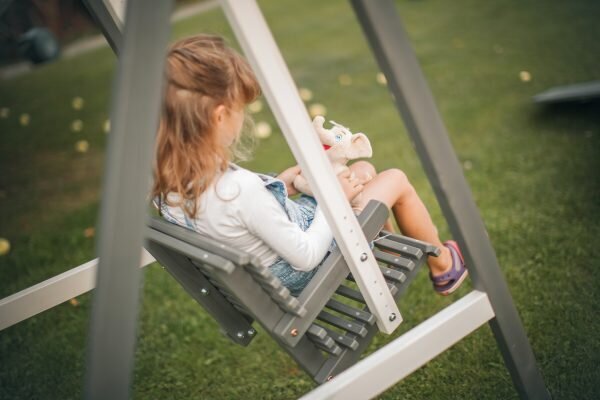 Sodo / terasos kūdikio sūpynės vienam vaikui Balta / grafitinė Folkland home kaina ir informacija | Sūpynės | pigu.lt