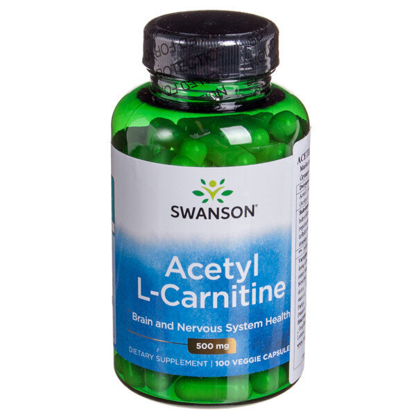 Maisto papildas Swanson Acetil L - karnitinas kapsulės N100, 100 kapsulių kaina ir informacija | Vitaminai, maisto papildai, preparatai gerai savijautai | pigu.lt