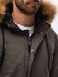 Vyriška žieminė striukė su gobtuvu Ombre C512, tamsiai žalia kaina ir informacija | Vyriškos striukės | pigu.lt