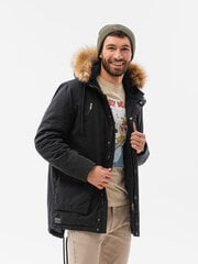 Vyriška žieminė striukė su gobtuvu Ombre C512, juoda kaina ir informacija | Vyriškos striukės | pigu.lt