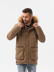 Куртка мужская зимняя с капюшоном Ombre C512, бежевая цена и информация | Мужские куртки | pigu.lt
