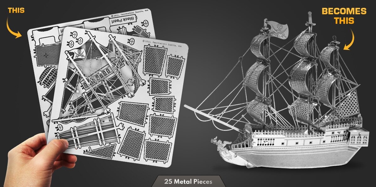 Metalinis 3D konstruktorius Metal Earth Juodasis Perlas kaina ir informacija | Konstruktoriai ir kaladėlės | pigu.lt