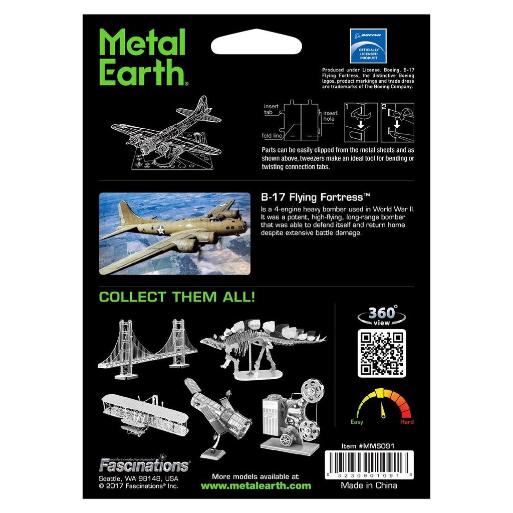 Metalinis 3D konstruktorius Metal Earth B-17 Flying Fortress kaina ir informacija | Konstruktoriai ir kaladėlės | pigu.lt