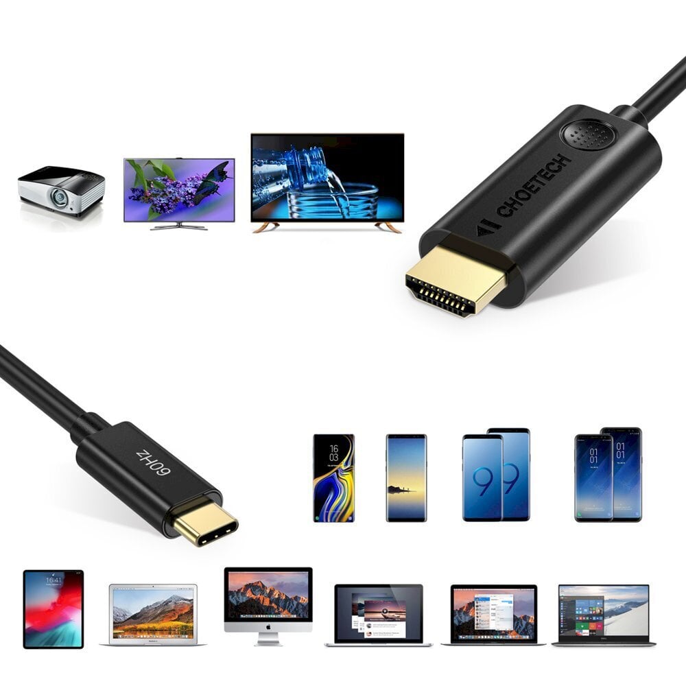 Kabelis Choetech unidirectional adapter cable USB Type C adapter (male) to HDMI 2.0 (male) 4K 60Hz 1.8m (CH0019) kaina ir informacija | Laidai telefonams | pigu.lt