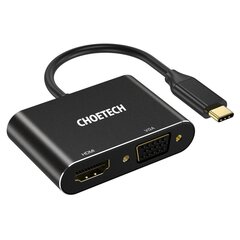 Разветвитель переходника Choetech USB Type C (штекер) на HDMI (гнездо) 4K 60 Гц / VGA (гнездо) FullHD 1080p 60 Гц, черный (HUB-M17) цена и информация | Кабели для телефонов | pigu.lt