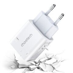 Зарядное устройство USB для путешествий Choetech Type C 20Вт Power Delivery + USB-кабель Type C - Lightning 1.2 м, белое (PD5005) цена и информация | Зарядные устройства для телефонов | pigu.lt