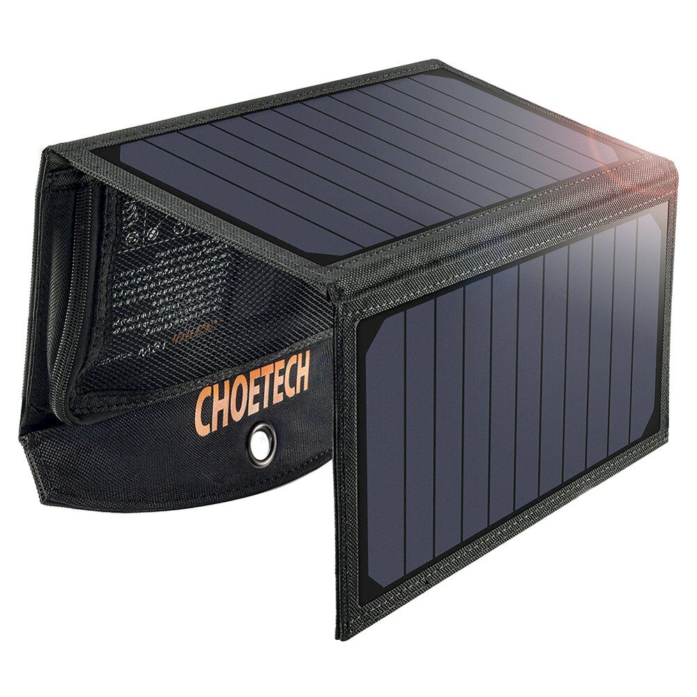 Choetech Foldable Solar Charger 19W 2x USB 2,4A black (SC001) kaina ir informacija | Atsarginiai maitinimo šaltiniai (power bank) | pigu.lt