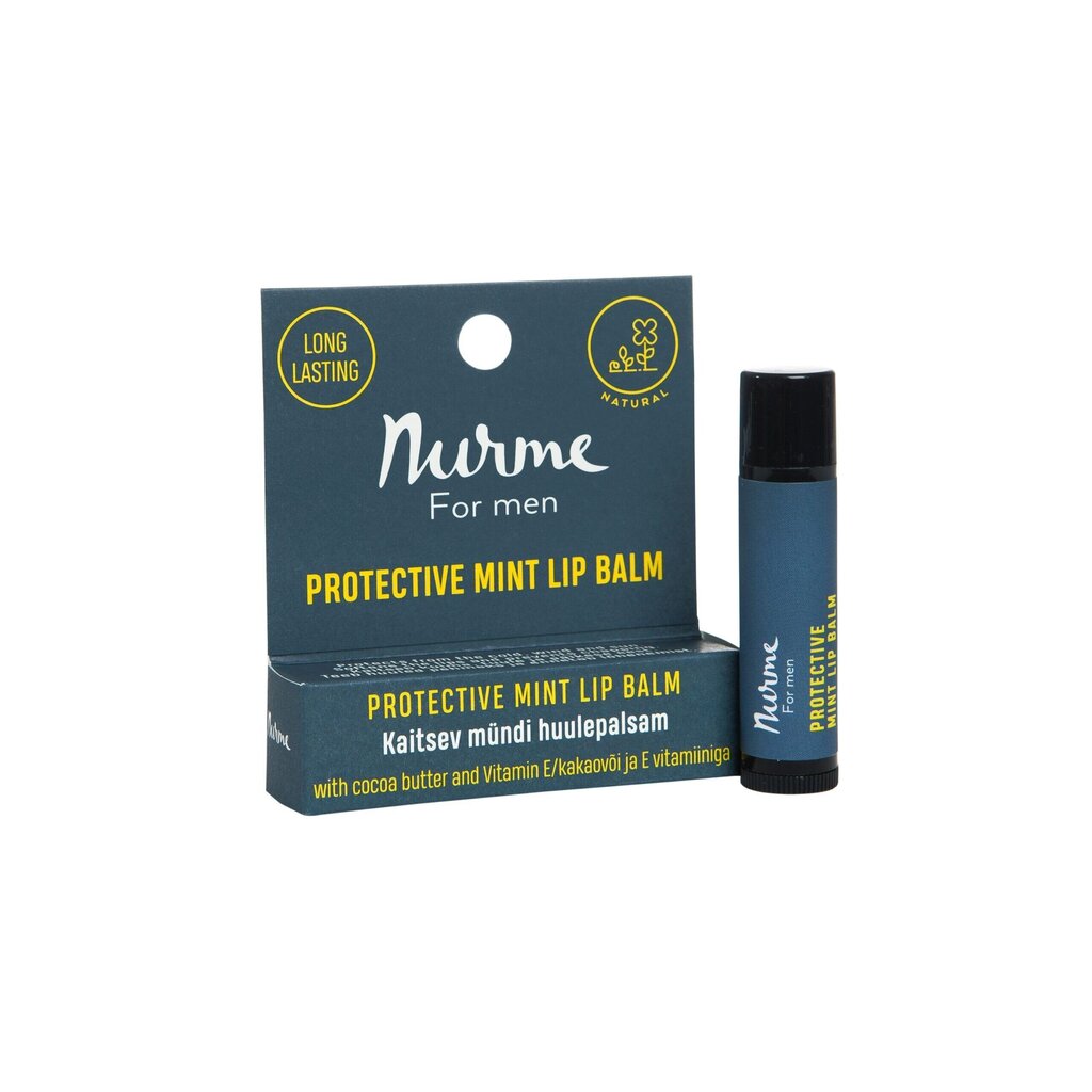 Lūpų balzamas vyrams Nurme For Men Protective Mint Lip Balm, 4,5 g kaina ir informacija | Lūpų dažai, blizgiai, balzamai, vazelinai | pigu.lt