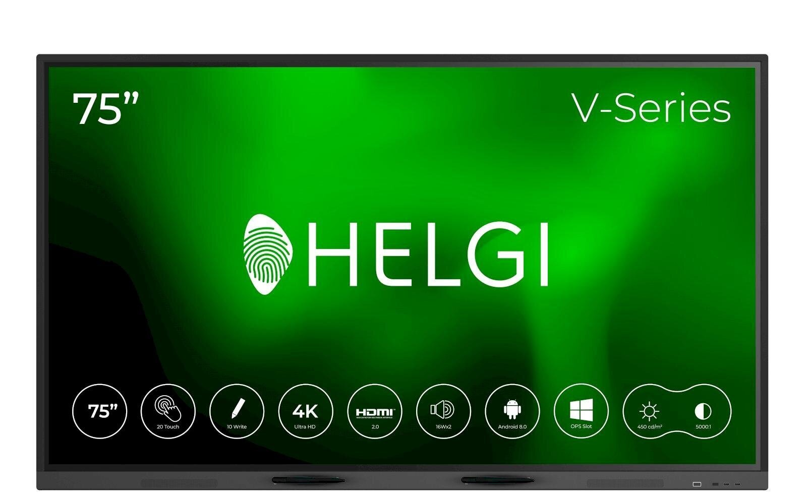 Helgi HV7531W 75 lietimui jautrus monitorius kaina ir informacija | Interaktyvios lentos | pigu.lt