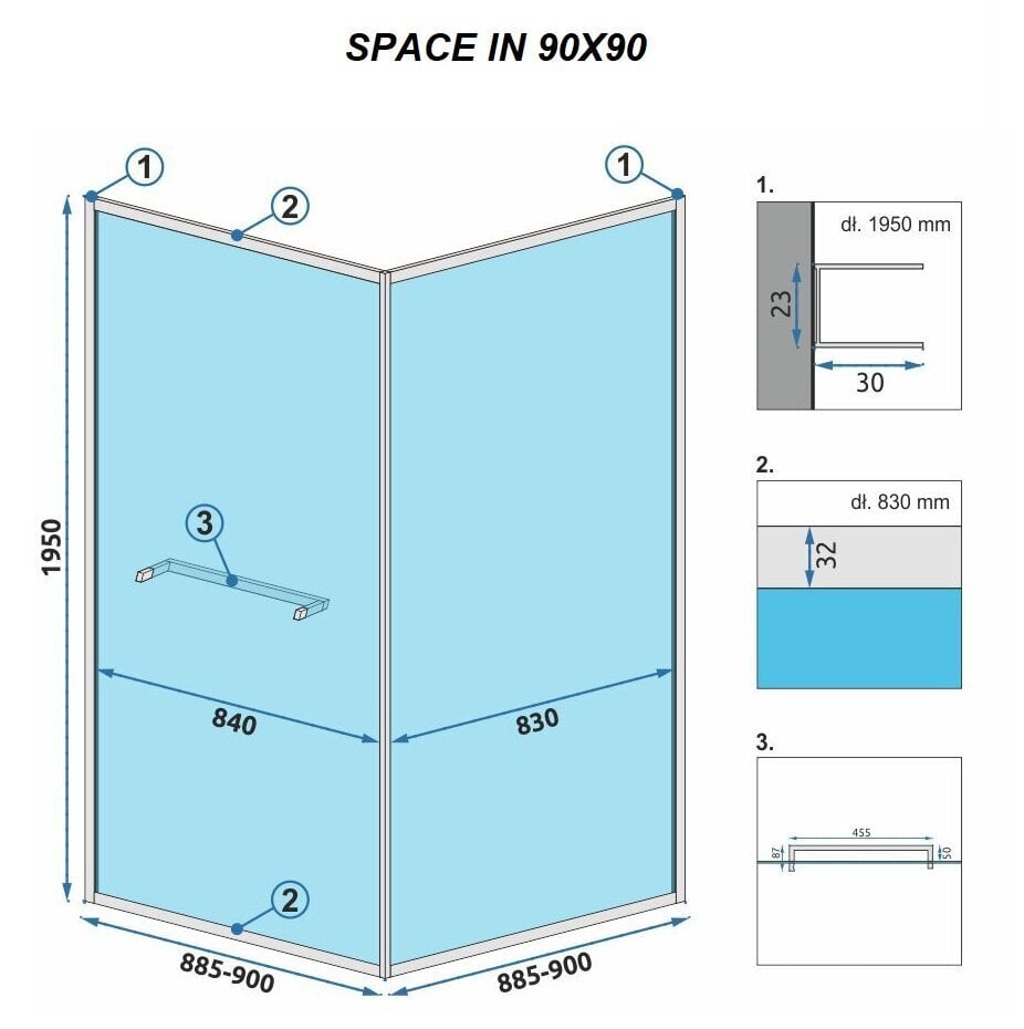 Dušo kabina REA Space In Black, 90x90, 80x100 cm kaina ir informacija | Dušo kabinos | pigu.lt