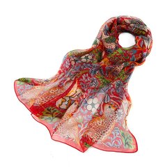 Шелковый шарф Signare Strawberry Thief Red цена и информация | Шарф женский | pigu.lt