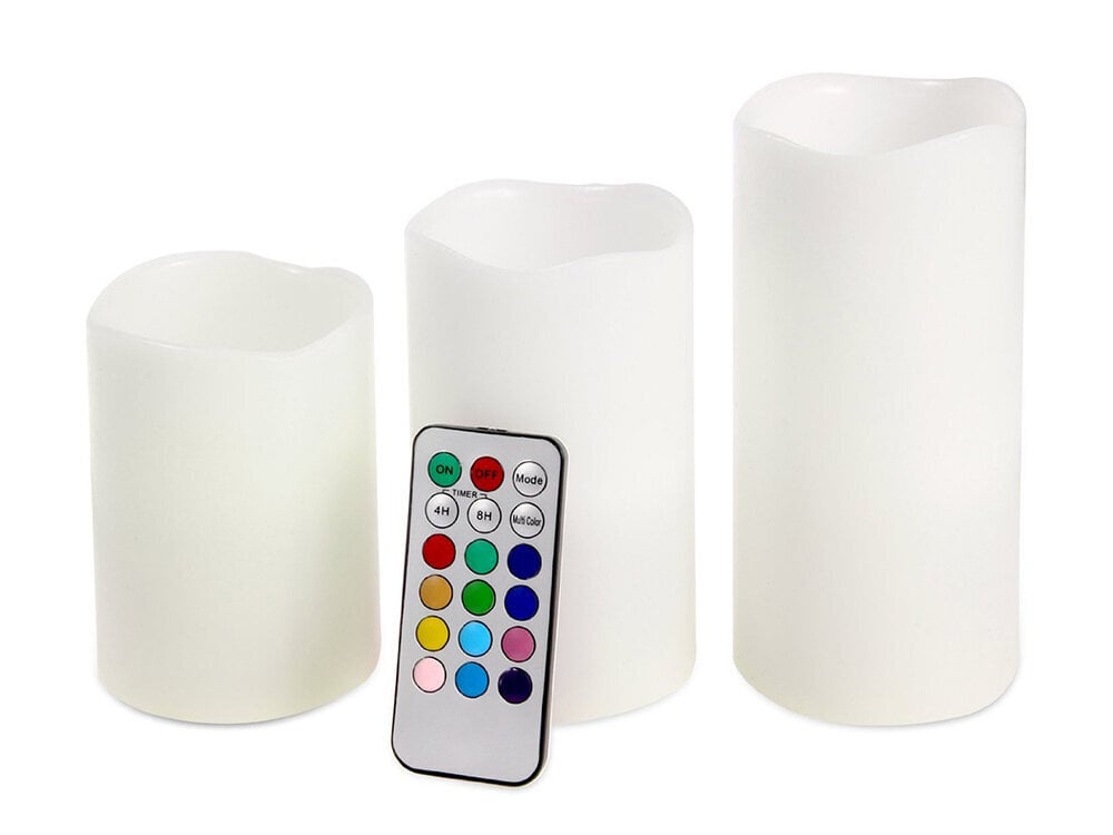 3 vnt. žvakių RGB LED Luma Candles rinkinys su nuotolinio valdymo pultu kaina ir informacija | Staliniai šviestuvai | pigu.lt