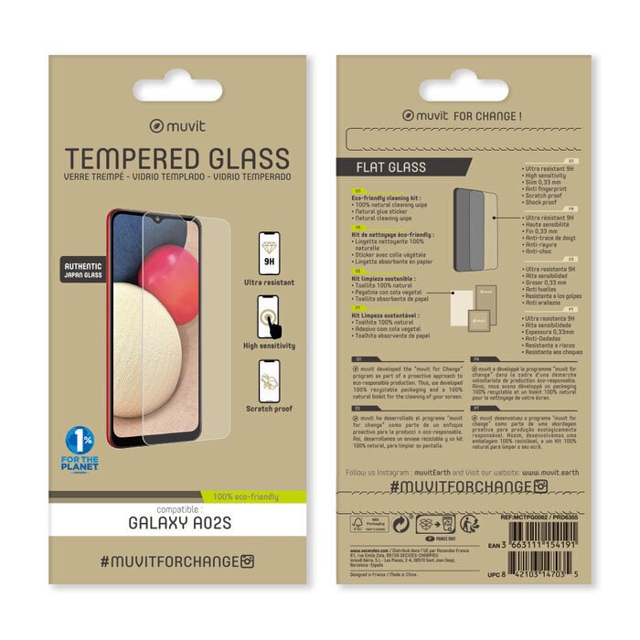 Samsung Galaxy A02s Tempered 2.5D Screen Glass By Muvit Transparent цена и информация | Apsauginės plėvelės telefonams | pigu.lt