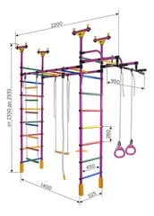 Dvigubas sporto kompleksas (gimnastikos sienelė) Drambliukas, balta-žalia, 235x293x52,5cm kaina ir informacija | Gimnastikos sienelės | pigu.lt