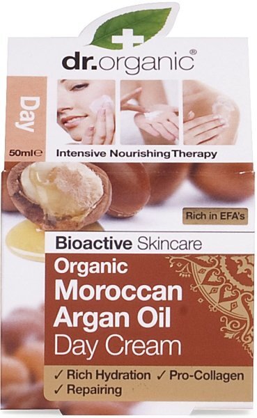 Dieninis veido kremas Dr. Organic Moroccan Argan Oil, 50 ml цена и информация | Veido kremai | pigu.lt