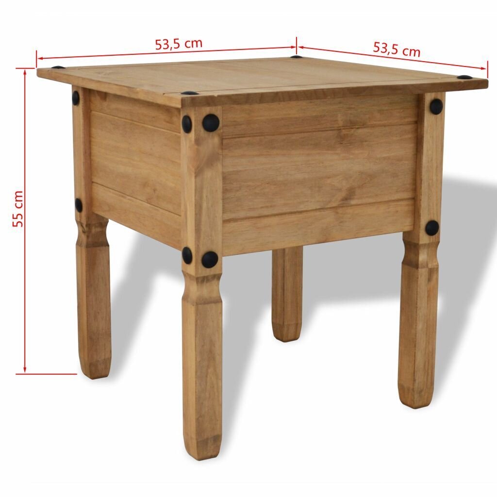 Šoninis staliukas vidaXL Corona 53,5x53,5x55cm, rudas kaina ir informacija | Kavos staliukai | pigu.lt
