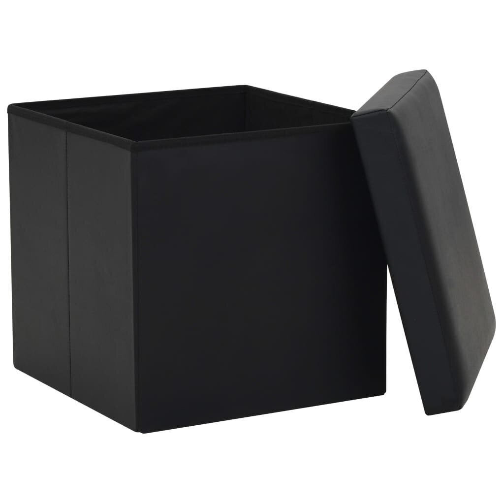 Sulankstomos taburetės-daiktadėžės, 2 vnt, juodos цена и информация | Virtuvės ir valgomojo kėdės | pigu.lt