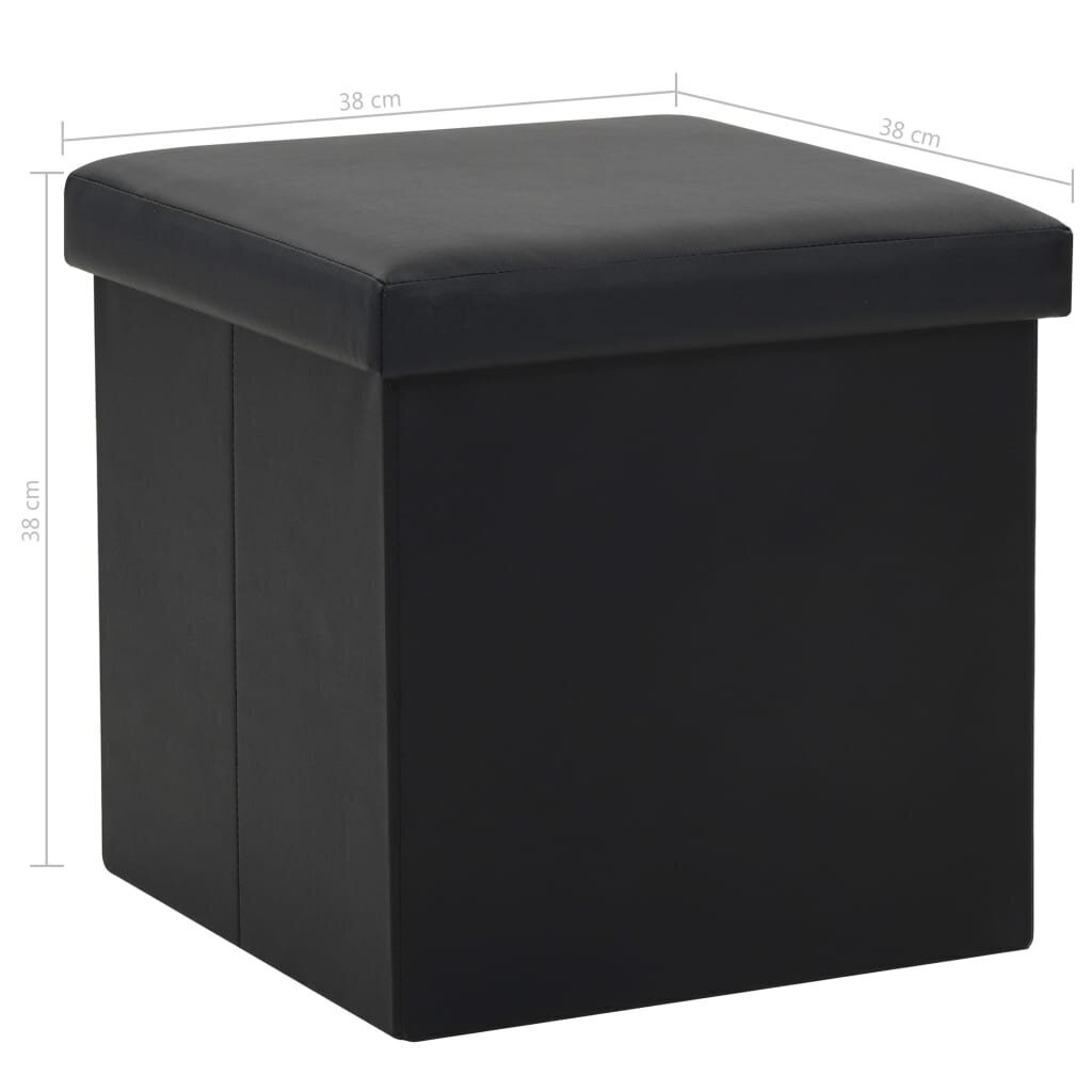Sulankstomos taburetės-daiktadėžės, 2 vnt, juodos kaina ir informacija | Virtuvės ir valgomojo kėdės | pigu.lt