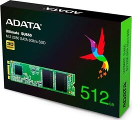 Vidinis kietasis diskas ADATA ASU650NS38-512GT-C kaina ir informacija | Vidiniai kietieji diskai (HDD, SSD, Hybrid) | pigu.lt