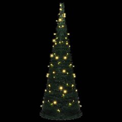 Išskleidžiama dirbtinė Kalėdų eglutė su LED, 180 cm, žalia цена и информация | Искусственные елки | pigu.lt