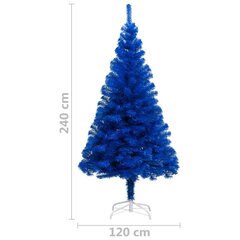 Dirbtinė Kalėdų eglutė su stovu, mėlynos spalvos, 240cm, PVC цена и информация | Искусственные елки | pigu.lt