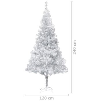 Dirbtinė Kalėdų eglutė su stovu, sidabrinės spalvos, 240cm, PET kaina ir informacija | Eglutės, vainikai, stovai | pigu.lt